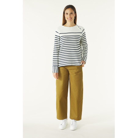 Marinière manches raglan écru et bleu marine | Mousqueton