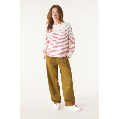 Marinière manches raglan écru et rose pivoine | Mousqueton
