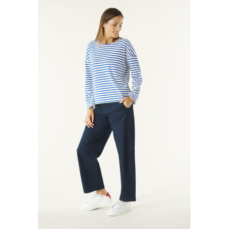 Marinière oversize femme rayée bleu cobalt | Mousqueton