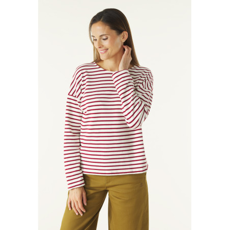 Marinière oversize femme rayée rouge brique | Mousqueton