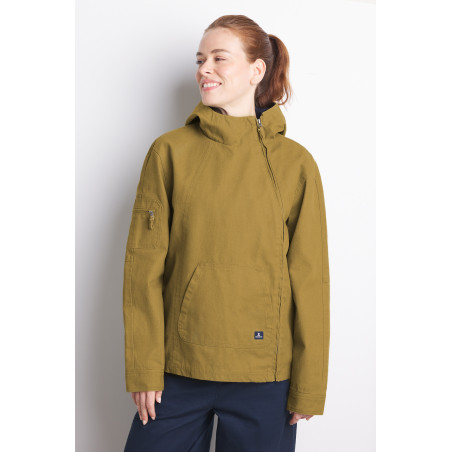 Veste asymétrique femme en toile marron bronze | Mousqueton