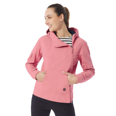 Veste asymétrique femme en toile rose pivoine | Mousqueton
