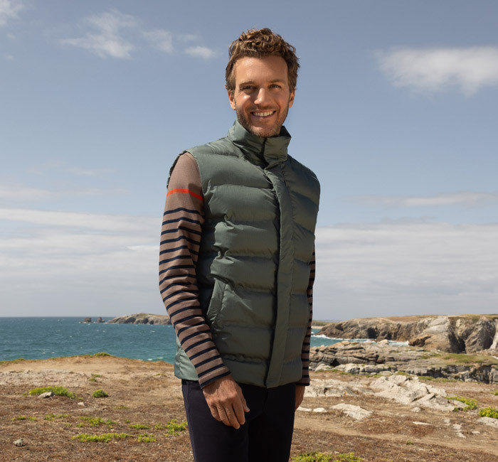 Man wearing a sleeveless down jacket