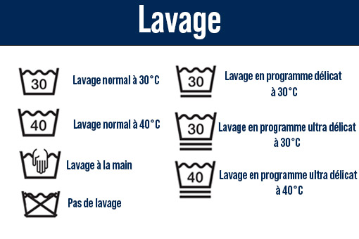 Symboles de lavage du vêtement